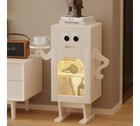 GNYVZXPLQ Table d'appoint, table de nuit robot LED avec tiroir de rangement en chêne massif bois de noyer blanc, plusieurs tailles (blanc, pieds bas)