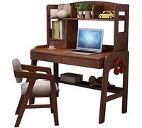 GNYVZXPLQ Table Informatique, Bureau d'étude for Enfants en Bois Massif, Hauteur réglable, Rangement, tiroirs, Multicolore, Plusieurs Tailles(Brown,47.2inch)