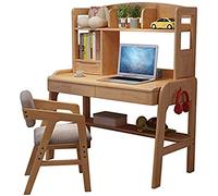 GNYVZXPLQ Table Informatique, Bureau d'étude for Enfants en Bois Massif, Hauteur réglable, Rangement, tiroirs, Multicolore, Plusieurs Tailles(Wood Color,39.3inch)
