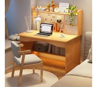 GNYVZXPLQ Table Informatique, Bureau d'ordinateur avec étagères et tiroirs de Rangement, Bureau d'étude Moderne, Naturel/Blanc, Plusieurs Tailles(Natural,80 * 48 * 120 cm/31.5 * 18.9 * 47.3 in)
