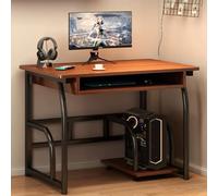 GNYVZXPLQ Table Informatique, Bureau d'ordinateur avec Plateau for Clavier et étagères de Rangement en Noyer 70/80/90 cm (27,6/31,5/35,4 Pouces)(70 cm/27.6 in)