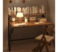 GNYVZXPLQ Table Informatique, Bureau d'ordinateur Pliable avec étagères, Noyer et Blanc, 50 x 80 x 74 cm(Walnut)