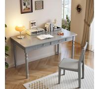 GNYVZXPLQ Table Informatique, Bureau Moderne en Bois d'hévéa Massif du Milieu du siècle avec tiroirs, Station de Travail Multicolore, Plusieurs Tailles(Grey,120 * 60 * 75cm/47.3 * 23.6 * 29.5 in)