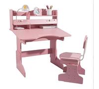 GNYVZXPLQ Table Informatique, Ensemble Bureau et Chaise d'étudiant réglables, Lot de 2, Multicolore, inclinable, étagère Double Couche(Pink)