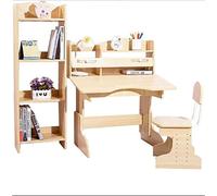 GNYVZXPLQ Table Informatique, Ensemble Bureau et Chaise d'étudiant réglables, Lot de 2, Multicolore, inclinable, étagère Double Couche(Khaki+Cabinet)