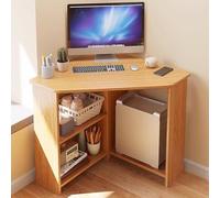 GNYVZXPLQ Table Informatique, Petit Bureau d'angle avec Rangement, Bureau d'ordinateur Triangulaire, Blanc et Naturel, Plusieurs Tailles(Natural,77 cm/30.3 in)