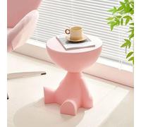 GNYVZXPLQ Table pliante multifonctionnelle, jolie table de chevet ronde avec rangement, petite table basse pour chambre à coucher, salon, décoration d'intérieur, rouge (rose)