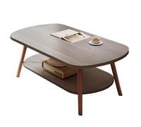 GNYVZXPLQ Table pliante multifonctionnelle, table basse ovale à 2 niveaux, table basse moderne avec étagère de rangement, table centrale du milieu du siècle pour le salon (gris, 120 x 60 x 42 cm)