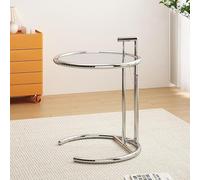 GNYVZXPLQ Table pliante multifonctionnelle, table d'appoint pour canapé en forme de C, table ronde à hauteur réglable, table d'appoint en verre, petite table basse avec plateau en verre trempé