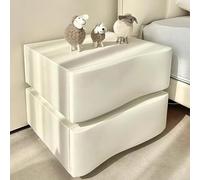GNYVZXPLQ Table pliante multifonctionnelle, table de chevet en bois massif, moderne avec lumière LED, en cuir avec tiroir, table d'appoint pour chambre à coucher, sans assemblage. Blanc