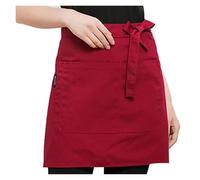GNYVZXPLQ Tablier à taille mi-courte Tablier de serveur unisexe, demi-court, poche, taille, lacets, multicolore(Red)