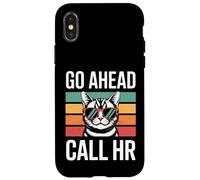 Go Ahead Call HR Lunettes de Soleil rétro sarcastiques Motif Chat Coque pour iPhone X/XS