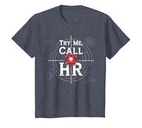 Go Ahead Call HR: Try Me Sassy Office Humour Graphic T-Shirt, Enfant, Bleu Chiné, 8 Ans