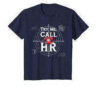 Go Ahead Call HR: Try Me Sassy Office Humour Graphic T-Shirt, Enfant, Bleu Marine, 8 Ans
