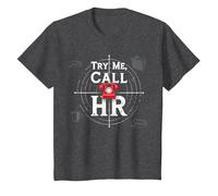 Go Ahead Call HR: Try Me Sassy Office Humour Graphic T-Shirt, Enfant, Chiné Foncé, 8 Ans