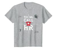 Go Ahead Call HR: Try Me Sassy Office Humour Graphic T-Shirt, Enfant, Gris Chiné, 8 Ans