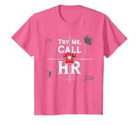 Go Ahead Call HR: Try Me Sassy Office Humour Graphic T-Shirt, Enfant, Rose chiné, 8 Ans