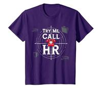 Go Ahead Call HR: Try Me Sassy Office Humour Graphic T-Shirt, Enfant, Violet, 8 Ans