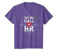 Go Ahead Call HR: Try Me Sassy Office Humour Graphic T-Shirt, Enfant, Violet chiné, 8 Ans