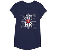 Go Ahead Call HR: Try Me Sassy Office Humour Graphic T-Shirt, Fille, Bleu Marine, XS