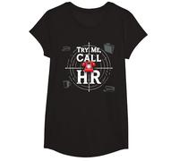 Go Ahead Call HR: Try Me Sassy Office Humour Graphic T-Shirt, Fille, Noir, XS