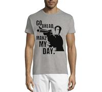 Go Ahead Make My Day T-shirt à col rond en coton pour homme Gris, gris, 3XL
