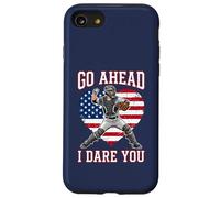 Go Ahead Run I Dare You Vintage Baseball Catcher Funny Boys Coque pour iPhone SE (2020) / 7/8