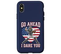 Go Ahead Run I Dare You Vintage Baseball Catcher Funny Boys Coque pour iPhone X/XS