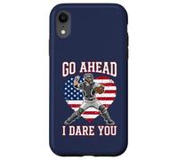 Go Ahead Run I Dare You Vintage Baseball Catcher Funny Boys Coque pour iPhone XR