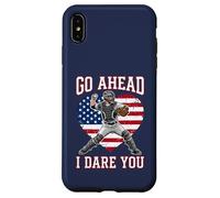 Go Ahead Run I Dare You Vintage Baseball Catcher Funny Boys Coque pour iPhone XS Max