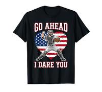 Go Ahead Run I Dare You Vintage Baseball Catcher Funny Boys T-Shirt