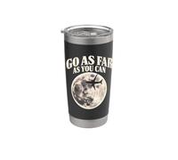 Go As Far Avion Full Moon Silhouette Night Pilot Journey Gobelet isotherme en acier inoxydable double paroi