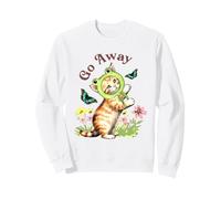 Go Away Frog Hat Cat with Butterflies Vintage Sweatshirt