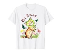 Go Away Frog Hat Cat with Butterflies Vintage T-Shirt