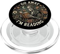 Go Away I'm Reading Book Lover Librarian Skeleton Bookish PopSockets PopGrip pour MagSafe