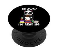 Go Away I'm Reading Panda Reading Book Nerd Lover Girls PopSockets PopGrip - Support et Grip pour Smartphone/Tablette avec un Top Interchangeable