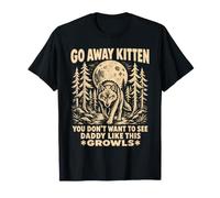 Go Away Kitten Wolf Linogravure Papa rôdeur T-Shirt