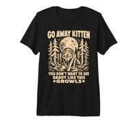 Go Away Kitten Wolf Linogravure Papa rôdeur T-Shirt Haut de Gamme