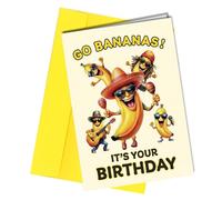 Go Bananas #1803 Carte d'anniversaire humoristique Motif bananes dansantes Intérieur vierge 350 g/m²