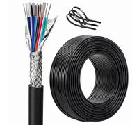 GO BEYOND YOURSEIF Câble Blindé RVVP 20 Conducteurs 0.2/0.3/0.5 mm² Câble de Contrôle Multiconducteur Cuivre Étamé Signal Audio Communication Anti Interférence Noir(24AWG(0.2mm²),165FT)