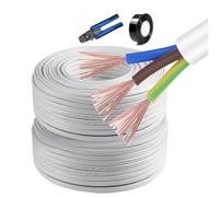 GO BEYOND YOURSEIF Câble D'alimentation Blanc En Cuivre Pur À 3 Conducteurs 0.75/1.5/2.5mm2, Fil Électrique Flexible Isolé En PVC De 100m, For Applications D'éclairage(20AWG(0.5mm2)-3c)
