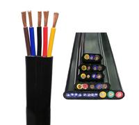 GO BEYOND YOURSEIF Câble Plat Flexible 5 Conducteurs 0.75/1/1.5/2.5/4mm², Cuivre Sans Oxygène, Isolant PVC, Câble D’alimentation Haute Flexibilité Pour Portails Coulissants(30FT,18AWG(0.75mm²))