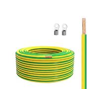 GO BEYOND YOURSEIF Fil De Terre Vert-jaune 30m 14 AWG Avec Cosses, Cuivre Toronné Sans Oxygène 2,5mm², PVC Ignifuge 450/750V Câble Flexible Pour Solaire, Automobile Et Industrie(100ft)