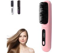 Go Brush Pro, Brosse à cheveux électrique, Brosse lissage sans fil, chauffe rapide 20s, 3 températures, charge Type-C, peigne lisseur portable pour voyage(Pink)