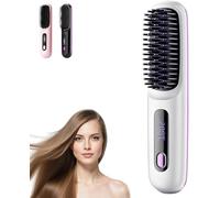 Go Brush Pro, Brosse à cheveux électrique, Brosse lissage sans fil, chauffe rapide 20s, 3 températures, charge Type-C, peigne lisseur portable pour voyage(White)