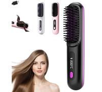 Go Brush Pro, Brosse À Cheveux Lisse Sans Fil, brosse Électrique Portative, Affichage LED, Chauffage Rapide, Brosse À Lisser Rechargeable Pour Voyage & Quotidien(Black)