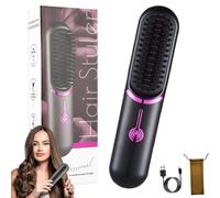 Go Brush Pro - Brosse à lisser portable 2 en 1 - Sans fil - Avec temps de chauffe rapide en 30 secondes - 3 niveaux de température réglables - Protection contre les brûlures - Pour tous les types de