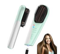 Go Brush Pro Brosse à lisser sans fil - Portable et facile à transporter, chaleur rapide de 30 s, rechargeable par USB-C de 10 000 mAh, peigne chauffant à ions négatifs de 150 m pour femme