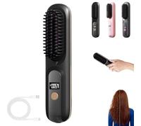 Go Brush Pro Brosse Lissante Portable Sans Fil,avec Affichage LCD,2026 Nouveau Brosse Chauffante Cheveux Court,Réglage de la température en 3 étapes,Chauffage Rapide 20s,Pour Coiffage Quotidien (A)
