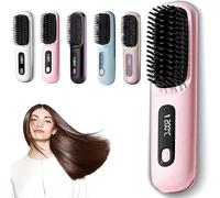 Go Brush Pro - Brosse Lisseuse Sans Fil 2025, Portable et Rechargeable, Design Durable et Respectueux des Cheveux, Idéale pour les Voyages et l'Utilisation Quotidienne (Rose)